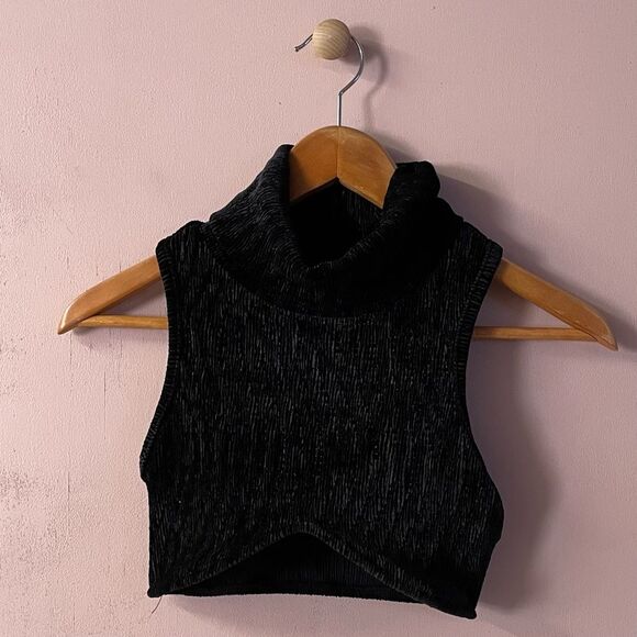 JLuxLabel Black Textured Turtleneck Wired Under-Bust Crop Top Size S EUC - Picture 11 of 13